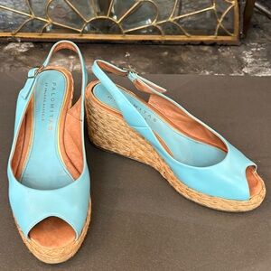 Palomitas by Paloma Barceló peep-toe wedge espadrille sandals in light blue
